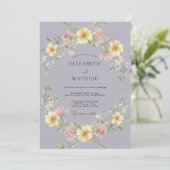 Invitation Couronne de mariage jaune mauve (Debout devant)