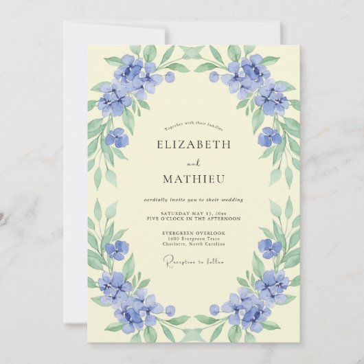 Invitation Couronne de mariage jaune pervenche (Devant)