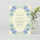 Invitation Couronne de mariage jaune pervenche (Debout devant)