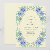 Invitation Couronne de mariage jaune pervenche (Devant / Derrière)
