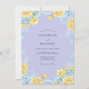 Invitation Couronne de mariage jaune pervenche doux