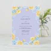 Invitation Couronne de mariage jaune pervenche doux (Debout devant)