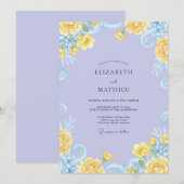 Invitation Couronne de mariage jaune pervenche doux (Devant / Derrière)