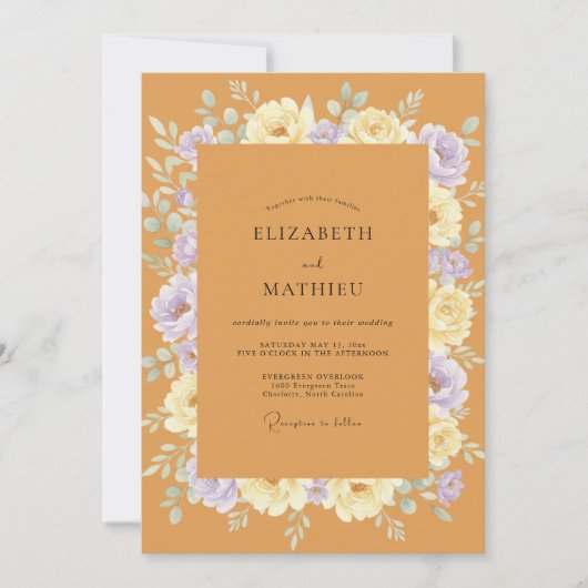 Invitation Couronne de mariage Lavande Ocre (Devant)
