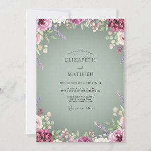 Invitation Couronne de mariage Lavande Prune