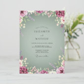 Invitation Couronne de mariage Lavande Prune (Debout devant)