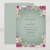 Invitation Couronne de mariage Lavande Prune (Devant / Derrière)