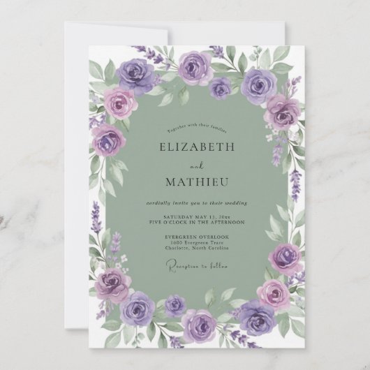 Invitation Couronne de mariage lilas améthyste (Devant)