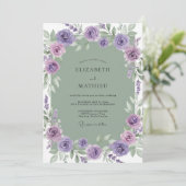 Invitation Couronne de mariage lilas améthyste (Debout devant)