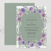 Invitation Couronne de mariage lilas améthyste (Devant / Derrière)