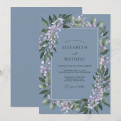 Invitation Couronne de mariage Lilas Ardoise (Devant / Derrière)