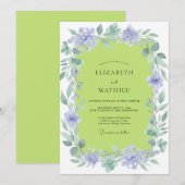 Invitation Couronne de mariage lilas chartreuse (Devant / Derrière)