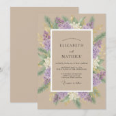 Invitation Couronne de mariage lilas clair (Devant / Derrière)