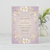 Invitation Couronne de mariage Lilas Doré (Debout devant)