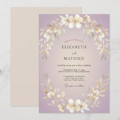 Invitation Couronne de mariage Lilas Doré (Devant / Derrière)