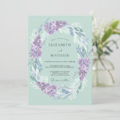 Invitation Couronne de mariage lilas menthe (Debout devant)
