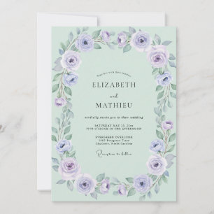 Invitation Couronne de mariage lilas pâle menthe