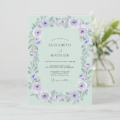 Invitation Couronne de mariage lilas pâle menthe (Debout devant)