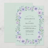 Invitation Couronne de mariage lilas pâle menthe (Devant / Derrière)