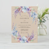 Invitation Couronne de mariage lilas pâle myosotis (Debout devant)
