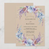 Invitation Couronne de mariage lilas pâle myosotis (Devant / Derrière)