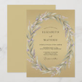 Invitation Couronne de mariage lilas pâle ocre (Devant / Derrière)