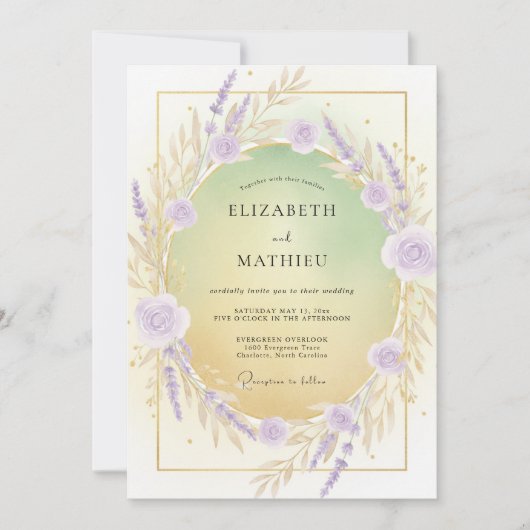 Invitation Couronne de mariage lilas violet (Devant)