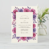 Invitation Couronne de mariage Magenta prune (Debout devant)