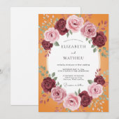 Invitation Couronne de mariage Marigold Bourgogne (Devant / Derrière)