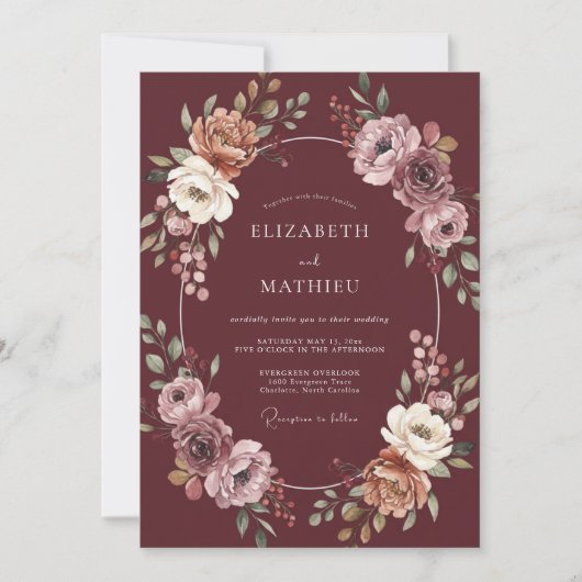 Invitation Couronne de mariage Marron Clair (Devant)