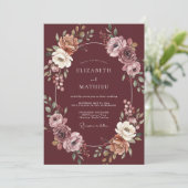 Invitation Couronne de mariage Marron Clair (Debout devant)