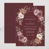 Invitation Couronne de mariage Marron Clair (Devant / Derrière)