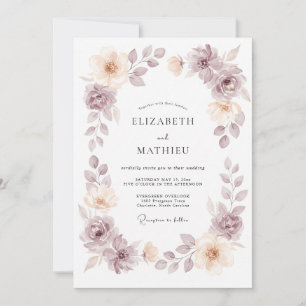 Invitation Couronne de mariage Mauve Champagne