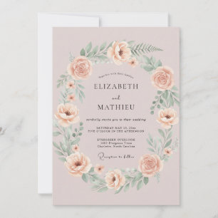 Invitation Couronne de mariage Mauve Gentle Blossom
