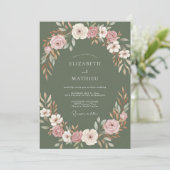 Invitation Couronne de mariage Mauve Olive (Debout devant)