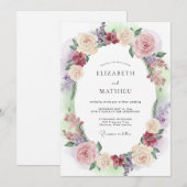 Invitation Couronne de mariage Mauve Pale Blush (Devant / Derrière)