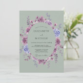Invitation Couronne de mariage Mauve Pervenche (Debout devant)