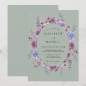 Invitation Couronne de mariage Mauve Pervenche (Devant / Derrière)