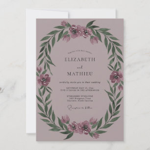Invitation Couronne de Mariage Mauve Pivoine