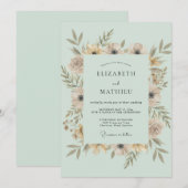 Invitation Couronne de mariage Menthe Champagne (Devant / Derrière)