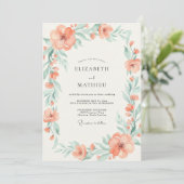 Invitation Couronne de mariage Menthe Corail (Debout devant)