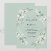 Invitation Couronne de mariage Menthe Mousse de Mer (Devant / Derrière)