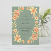 Invitation Couronne de mariage mousse abricot (Debout devant)