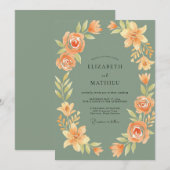 Invitation Couronne de mariage mousse abricot (Devant / Derrière)