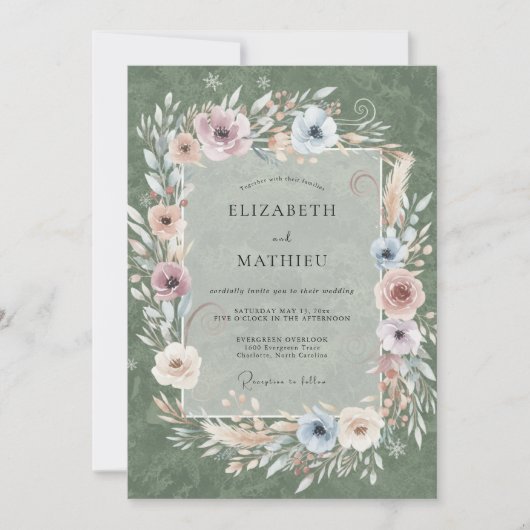 Invitation Couronne de mariage mousse mauve (Devant)
