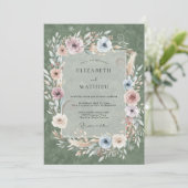 Invitation Couronne de mariage mousse mauve (Debout devant)
