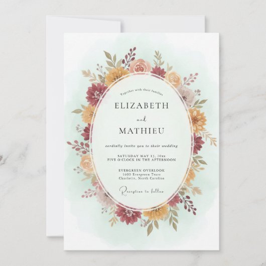 Invitation Couronne de mariage Ocbre Rouille (Devant)