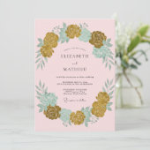 Invitation Couronne de mariage Océan Mousse (Debout devant)