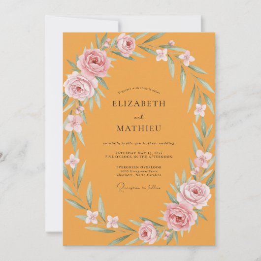 Invitation Couronne de mariage Ochre Rose (Devant)