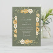 Invitation Couronne de mariage Olive Gold (Debout devant)